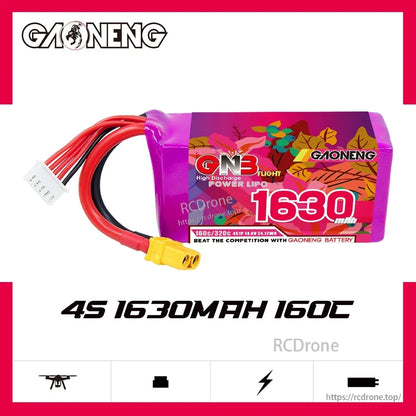 GAONENG GNB 4S 1630mAh 160C battery graphic with product photo and '4S 1630mAh 160C' text