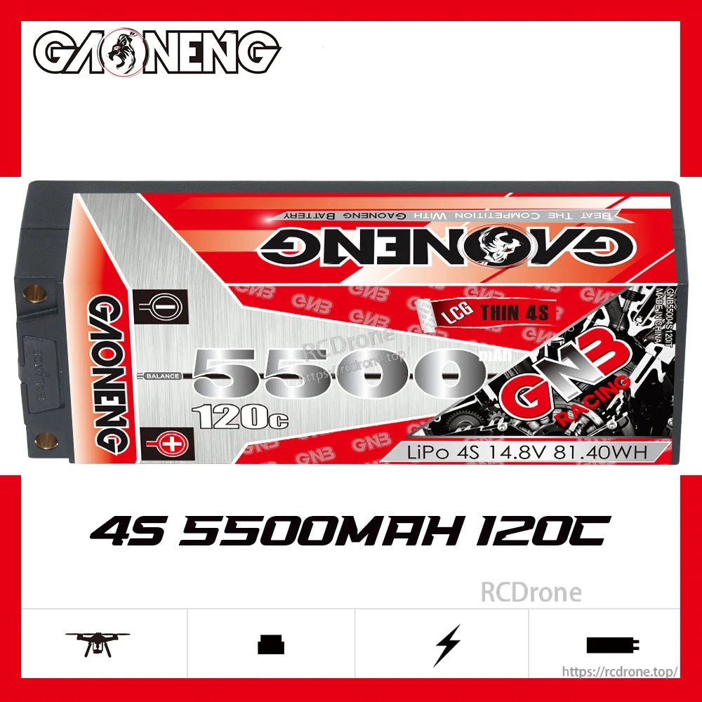 GAONENG GNB 4S 5500mAh 120C LiPo battery product graphic with 4S 5500mAh 120C text