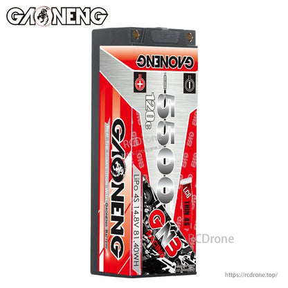 Front label view of GAONENG GNB 4S 14.8V 5500mAh 120C LCG thin hard case LiPo battery