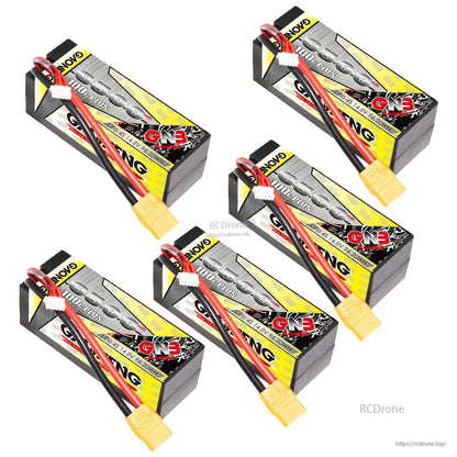Five GNB 4S 6500mAh hard case LiPo batteries with XT90 connectors, bundle layout