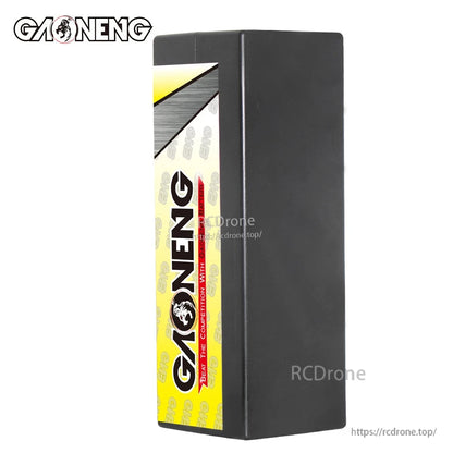 Side/back view of GAONENG hard case LiPo battery showing plain black case and label edge
