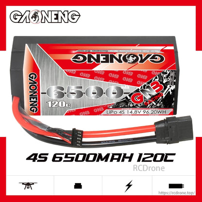 GNB Racing 4S 6500mAh 120C LiPo battery label graphic showing 14.8V and 96.20Wh text
