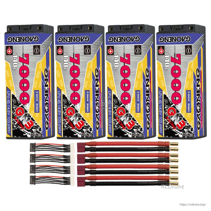 Four-pack set: 4 hard case 4S batteries with multiple bullet power leads and balance connectors