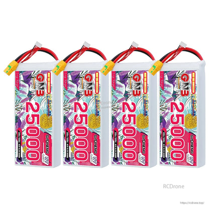 Four GNB 25000mAh HV battery packs lineup with XT90S connectors