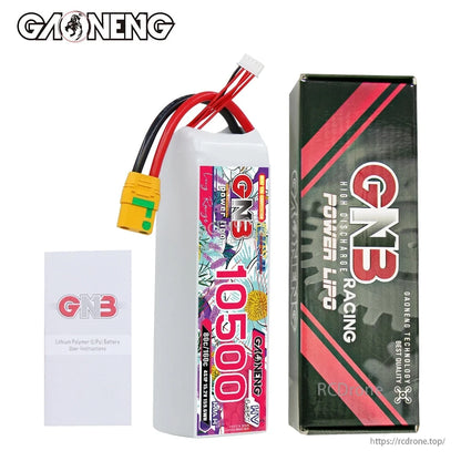 Package contents: GNB 10500 battery, retail box, and instruction leaflet