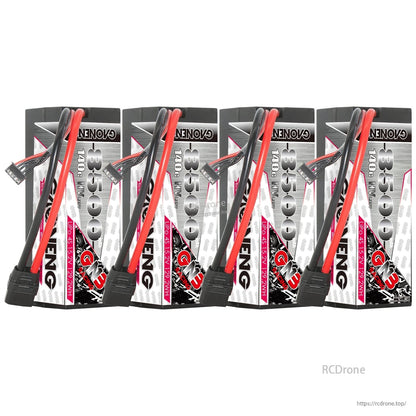 Four GNB Racing 4S 8500mAh 140C LiHV hard case batteries with XT90 connectors, set of four
