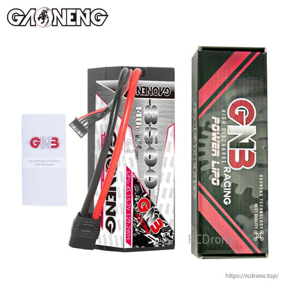 Package contents: GNB 4S 8500mAh hard case battery, retail box, and user manual leaflet