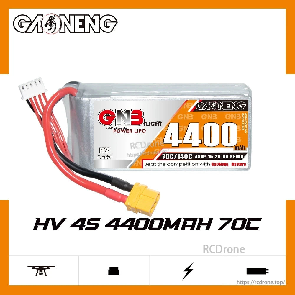 GAONENG GNB 4S 4400mAh LiHV LiPo battery product graphic on white background with title text