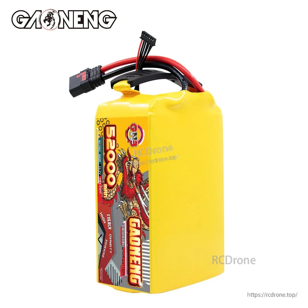 Upright front view of GAONENG GNB 52000mAh battery pack showing 52000mAh side label