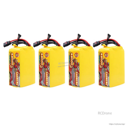 Four GAONENG battery packs lineup, upright view showing side label and connector leads