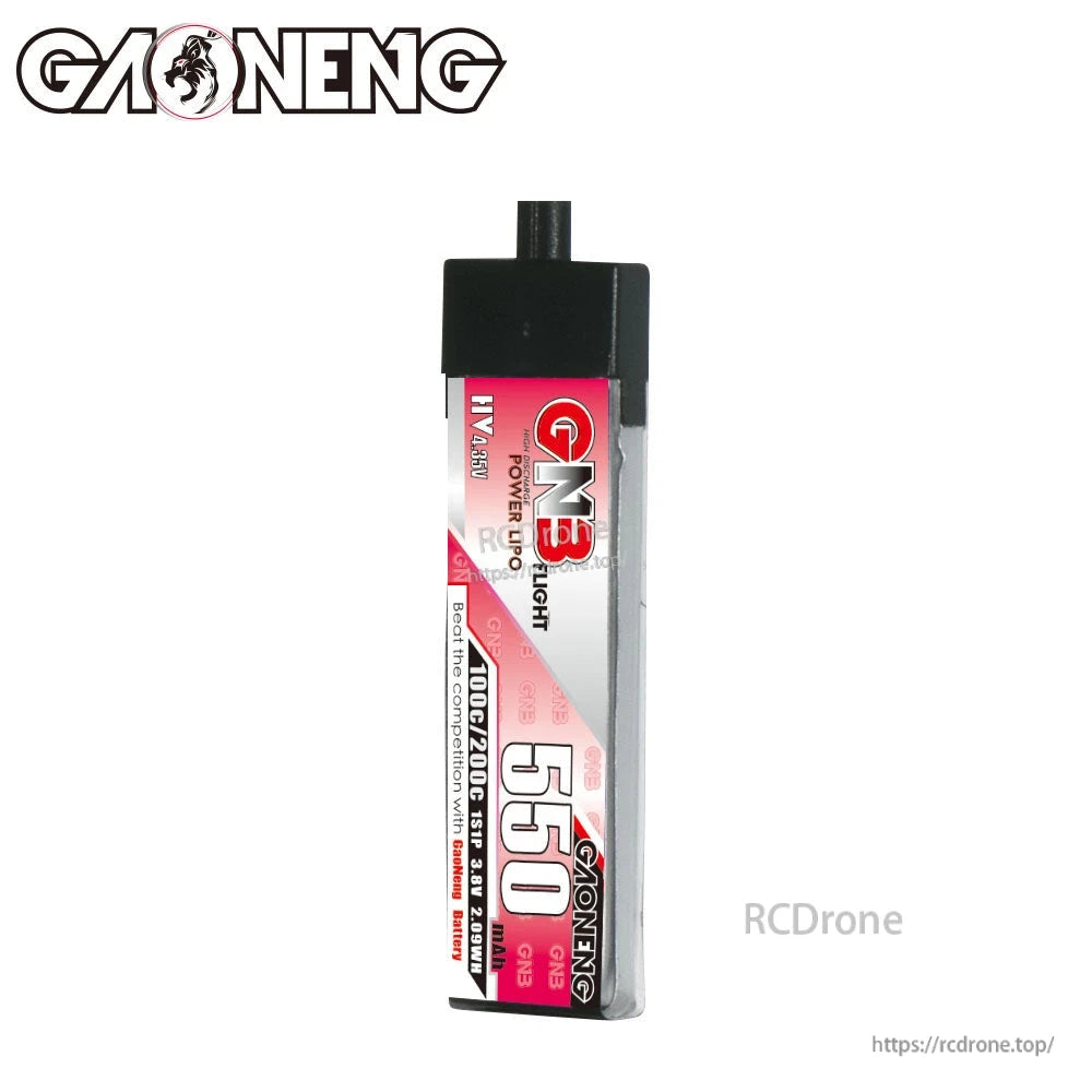 GAONENG GNB 550mAh 1S 3.8V LiHV 100C LiPo Battery front view showing 550 label and top connector