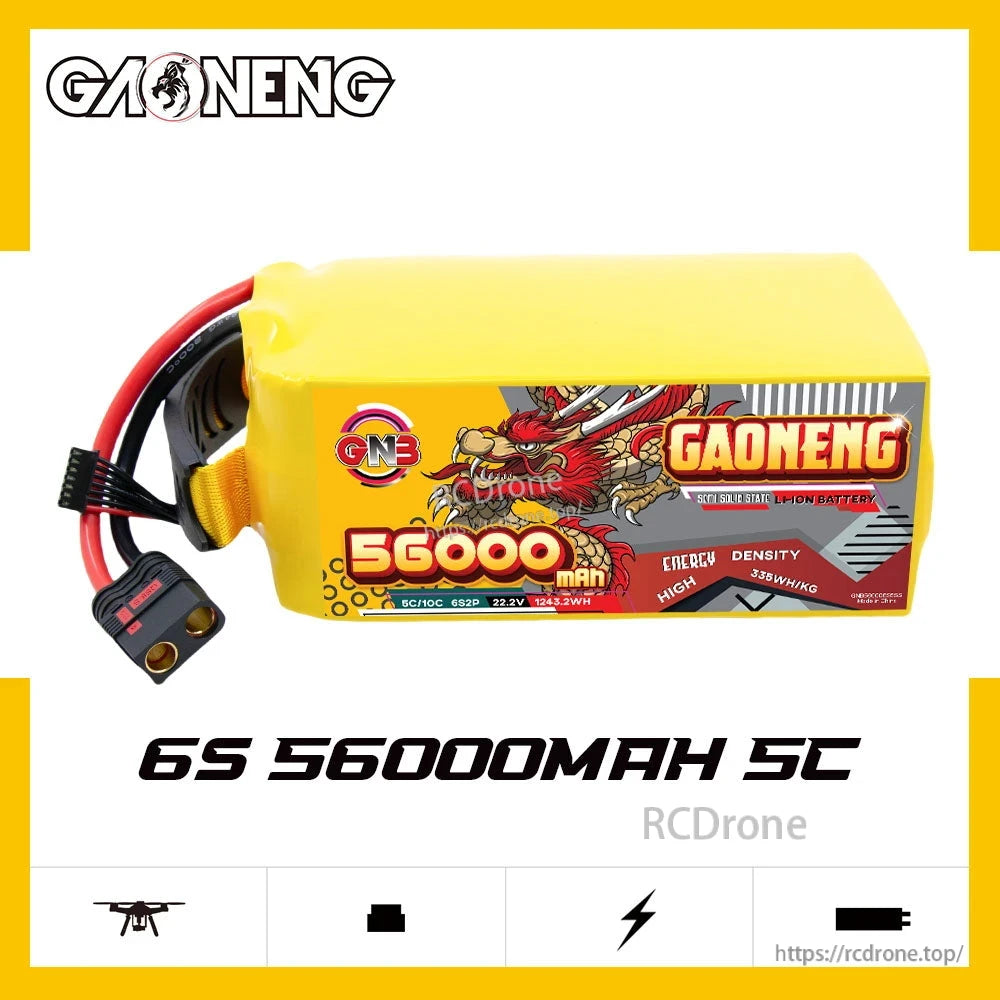 GAONENG GNB 6S 56000mAh 5C battery pack banner graphic for RC drone use