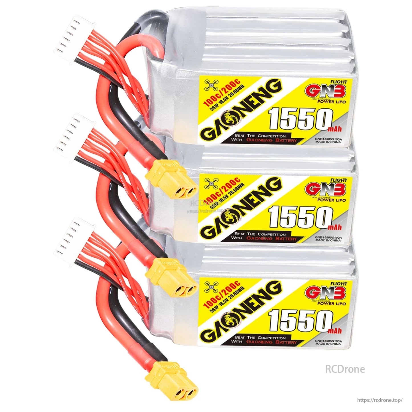 GAONENG GNB 5S 18.5V 1550mAh 100C XT60 LiPo Battery for 5-6 Inch FPV Drone, RC Airplane and Quadcopter