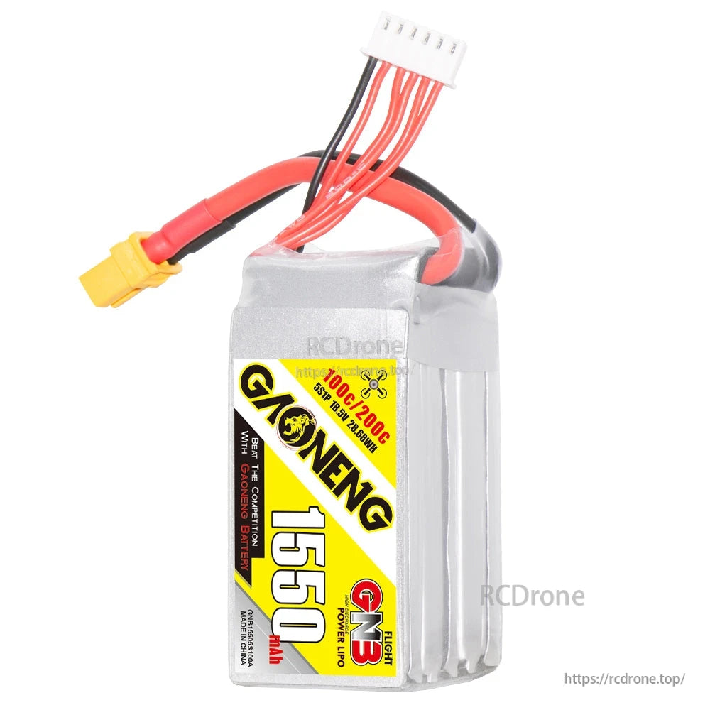 GAONENG GNB 5S 18.5V 1550mAh 100C XT60 LiPo Battery for 5-6 Inch FPV Drone, RC Airplane and Quadcopter