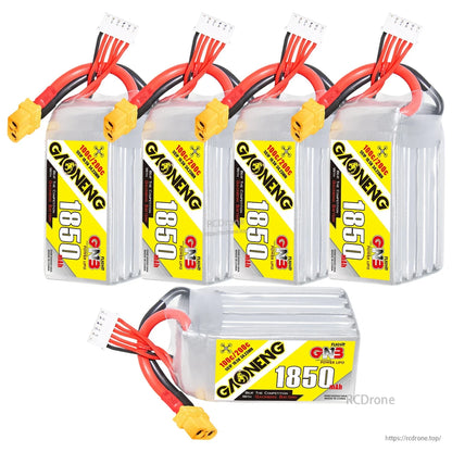 Four upright GNB 1850mAh batteries with one horizontal battery displayed below