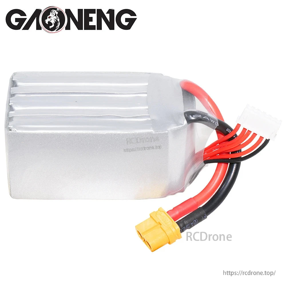 GAONENG 5S 1850mAh LiPo battery rear view showing silver cell pack and XT60 lead