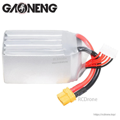 GAONENG 5S 1850mAh LiPo battery rear view showing silver cell pack and XT60 lead