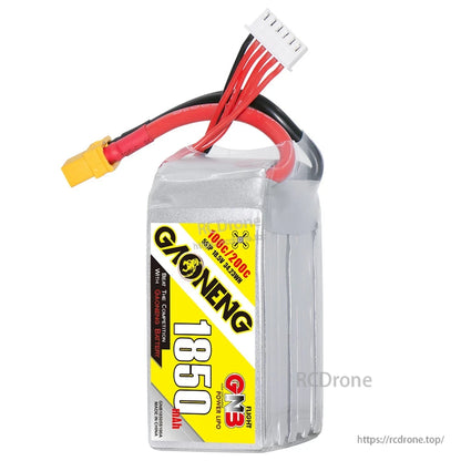 GNB 1850mAh 5S LiPo battery upright front view with XT60 connector and balance lead