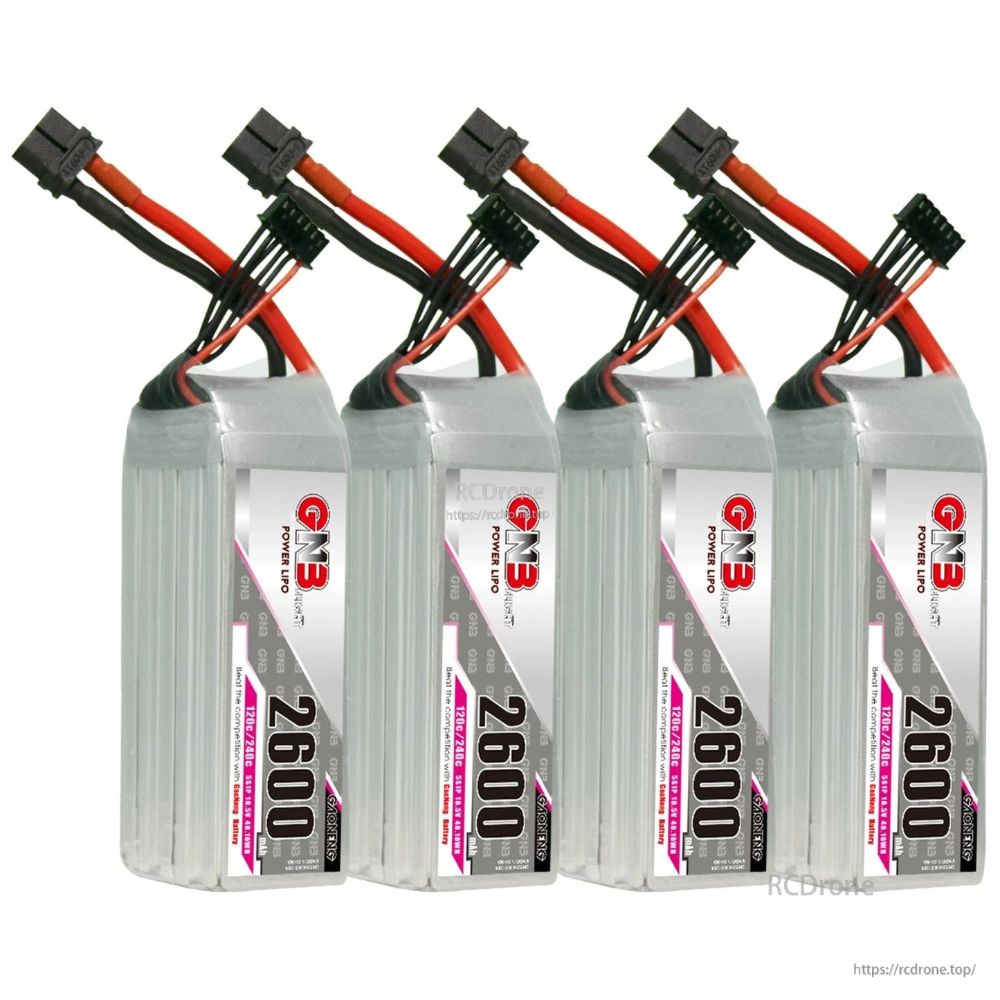 Four GNB 2600mAh 5S LiPo batteries bundle image with XT60 connectors