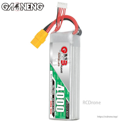 GAONENG GNB 5S 18.5V 4000mAh 70C LiPo Battery upright view with XT90 plug and balance lead