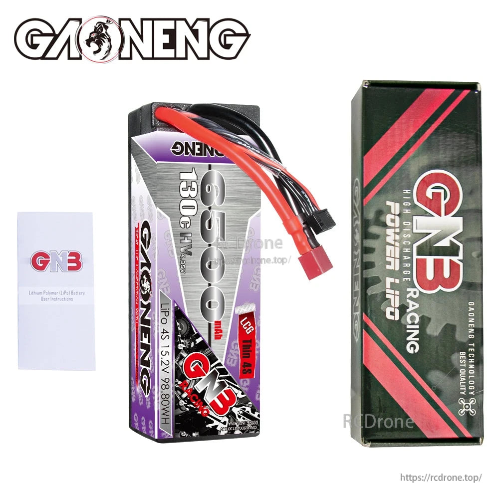 GAONENG GNB 6500mAh 4S 15.2V LiHV 130C Hard Case LiPo Battery T-PLUG for 1/8 RC Car