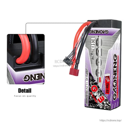 GAONENG GNB 6500mAh 4S 15.2V LiHV 130C Hard Case LiPo Battery T-PLUG for 1/8 RC Car