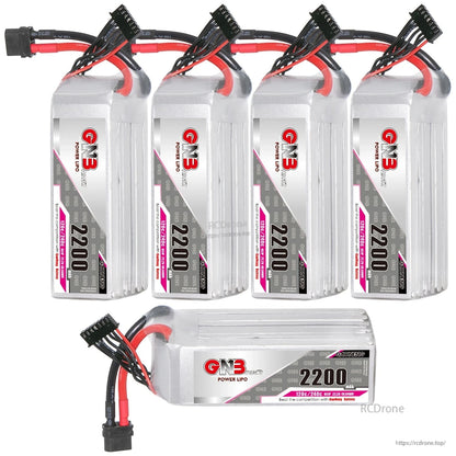 Four upright GNB batteries with one horizontal battery displayed below in a bundle layout