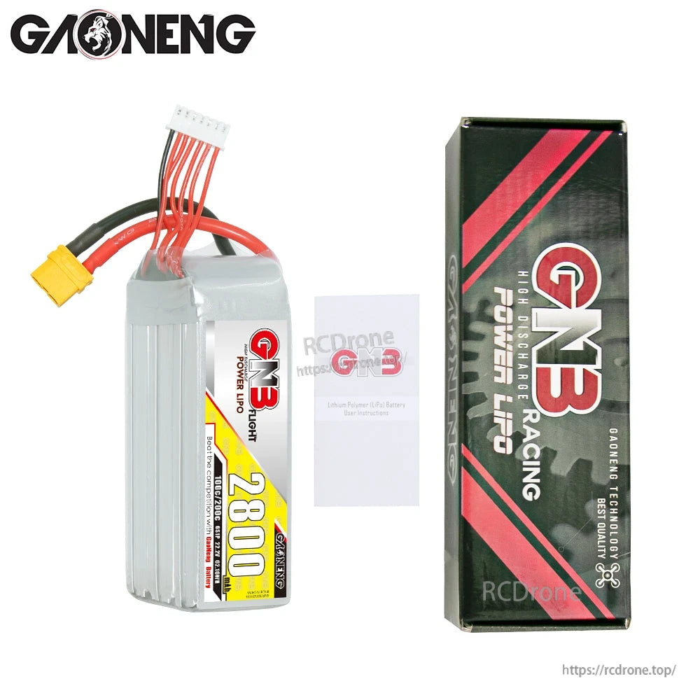 Package contents: GNB 2800mAh LiPo battery with retail box and instruction leaflet