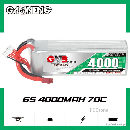 GAONENG GNB 6S 4000mAh 70C LiPo battery label close view showing 70C/140C and 22.2V 88.8Wh text