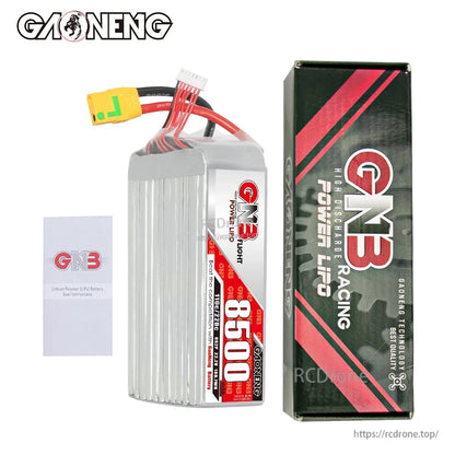 Package contents: GNB 8500mAh battery, GAONENG retail box, and user instruction leaflet