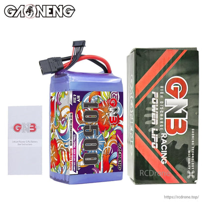 Package contents: GNB 6S 10500mAh LiPo battery with retail box and user instructions card