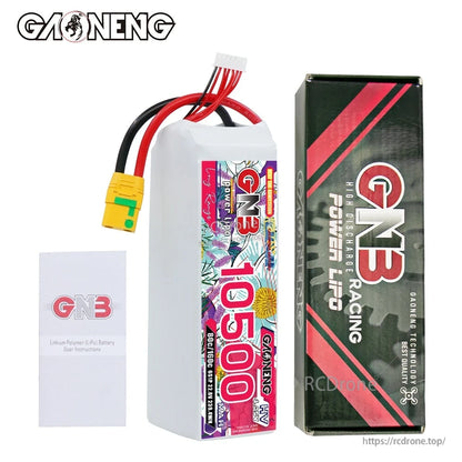 Package contents: GNB 10500mAh LiPo battery with retail box and instruction manual