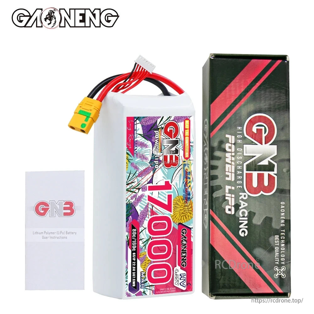 Package contents: GNB 17000 battery pack with retail box and instruction leaflet