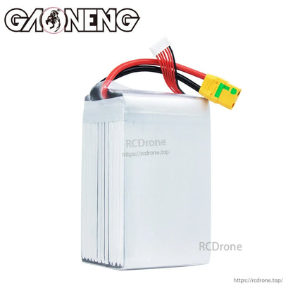 Rear/blank side view of GAONENG GNB LiPo battery showing casing and wire exit