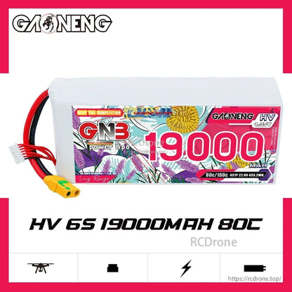 GAONENG GNB HV 6S 19000mAh 80C LiPo battery product graphic on white background