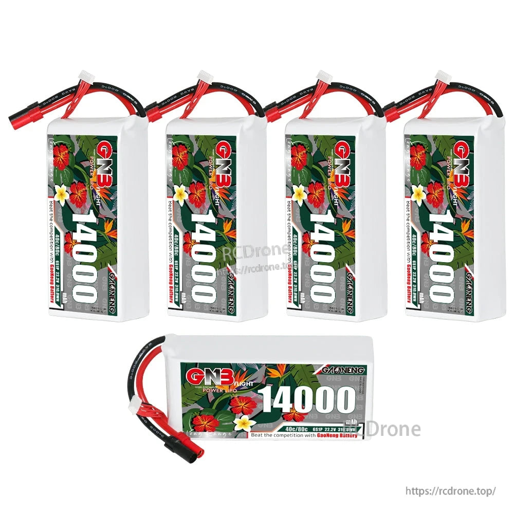 Set of four upright batteries plus one battery shown horizontal, label side view