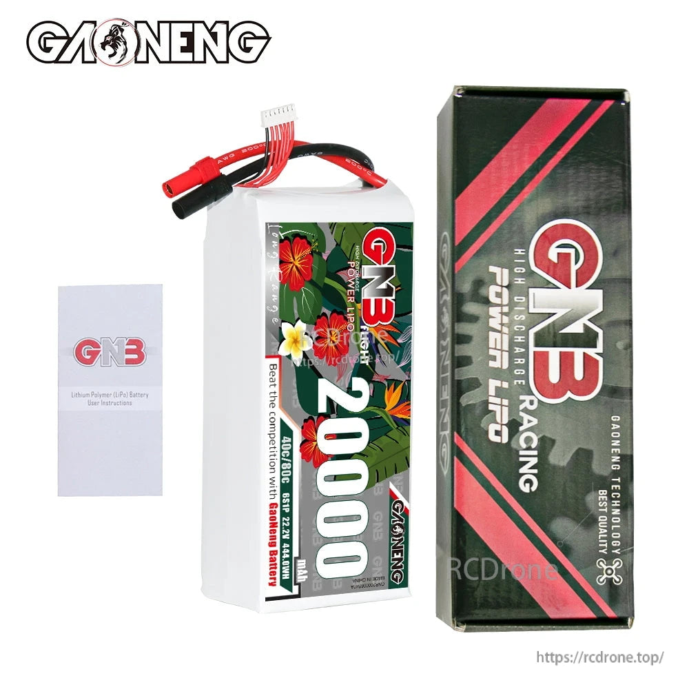 Package contents: GNB 20000mAh battery with GNB Power LiPo box and instruction leaflet