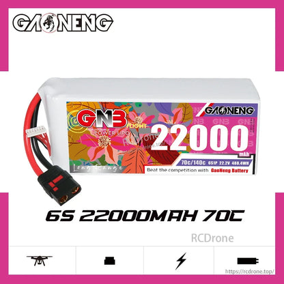GAONENG GNB 6S 22000mAh 70C LiPo battery product graphic on white background