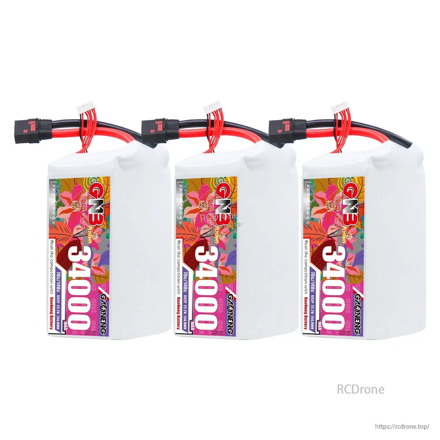 Three GAONENG GNB 34000mAh battery packs lineup with QS8 connectors