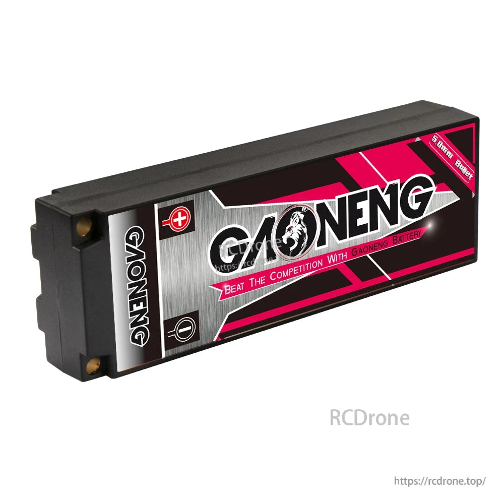 Reverse side view of GAONENG hard case battery showing branding panel and side profile