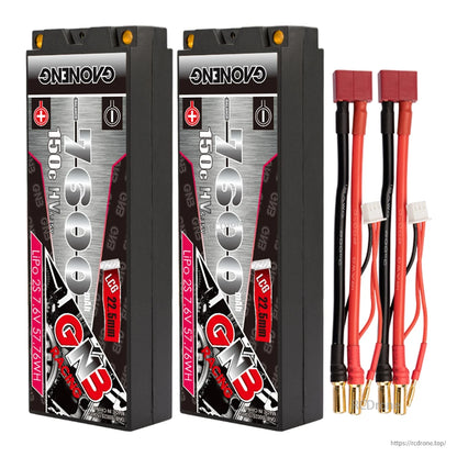 Two-pack set with red plug leads: two GNB hard case batteries and two leads ending in 5mm bullets