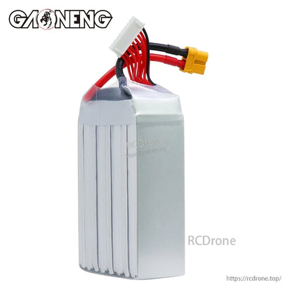 Rear/side view of GAONENG GNB LiPo battery showing plain shrink wrap and exit leads