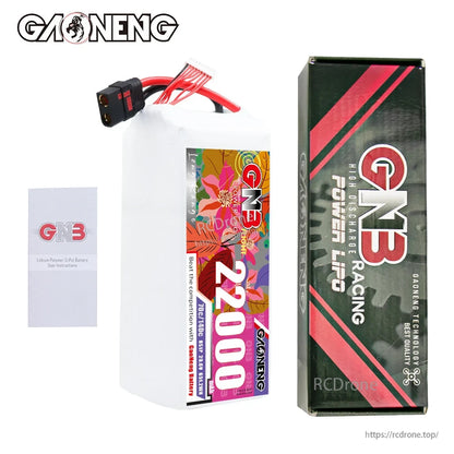 Package contents: GNB 22000 battery, retail box, and small user manual leaflet