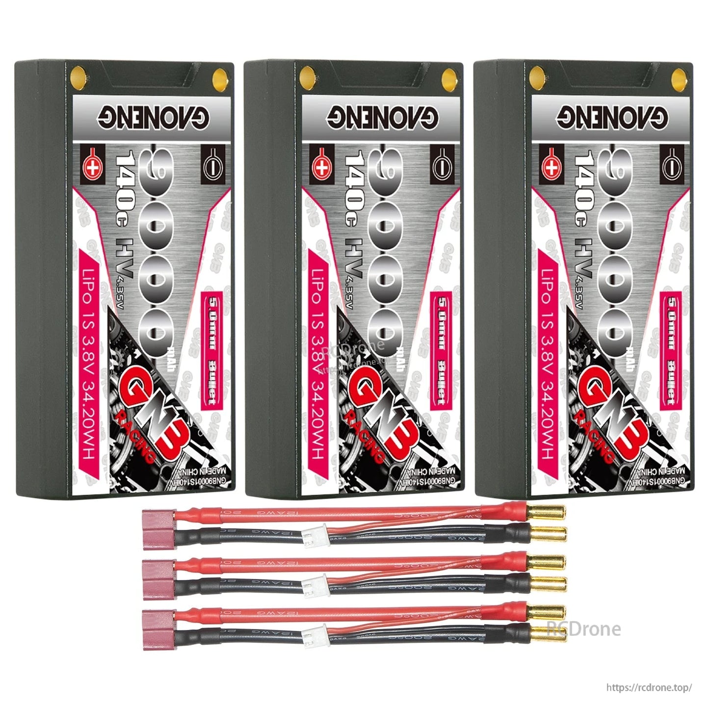 3-pack bundle with red T-plug style leads and 5mm bullet outputs