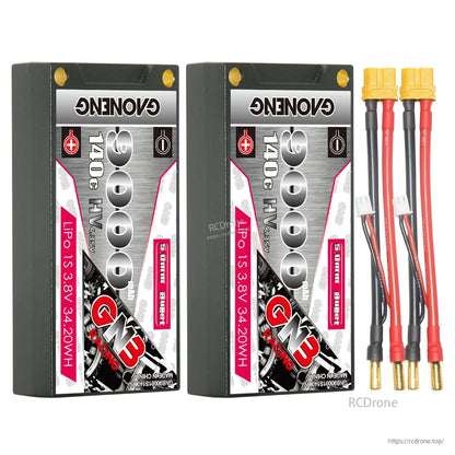 2-pack bundle: two GNB 9000mAh hard case batteries with yellow plug to 5mm bullet leads