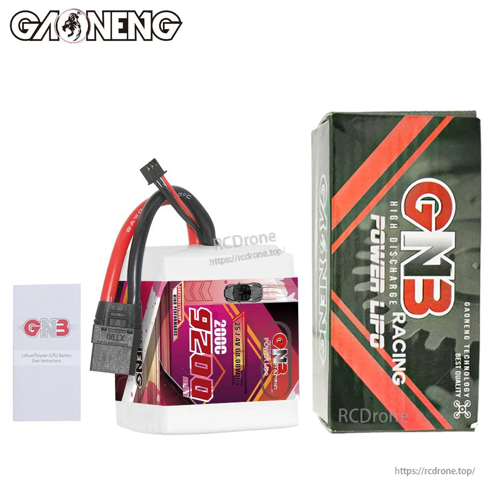 Package contents: GNB 9200mAh battery, GN3 Racing retail box, and instruction card