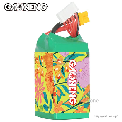 Rear/side view showing GAONENG branding on floral wrap and top wire exit