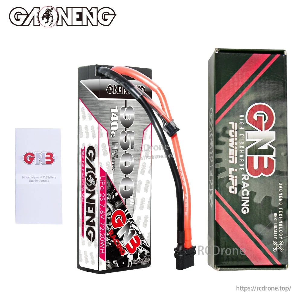 GNB 9500mAh 2S LiHV battery set with retail box and user instructions