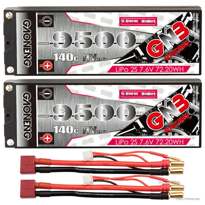 Two-pack bundle with red-connector harnesses: two batteries and two lead sets with 5mm bullets