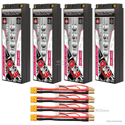Four-pack bundle shown: four GNB 9500mAh hard case batteries with four lead harnesses